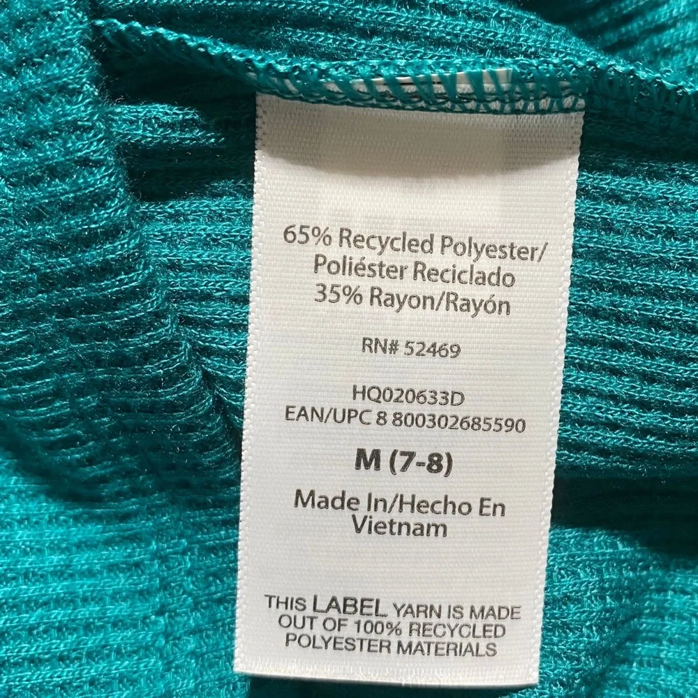 Wonder Nation Girls Short Sleeve Waffle‎ Henley Tee Size M (7-8) Teal Green